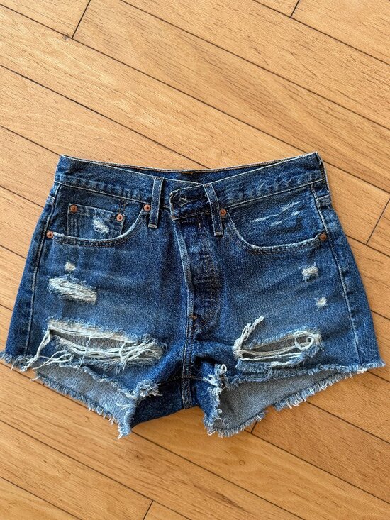 Levi's Pants - Levi’s 501 Medium Wash Distressed Denim Shorts – High Rise (W27)
